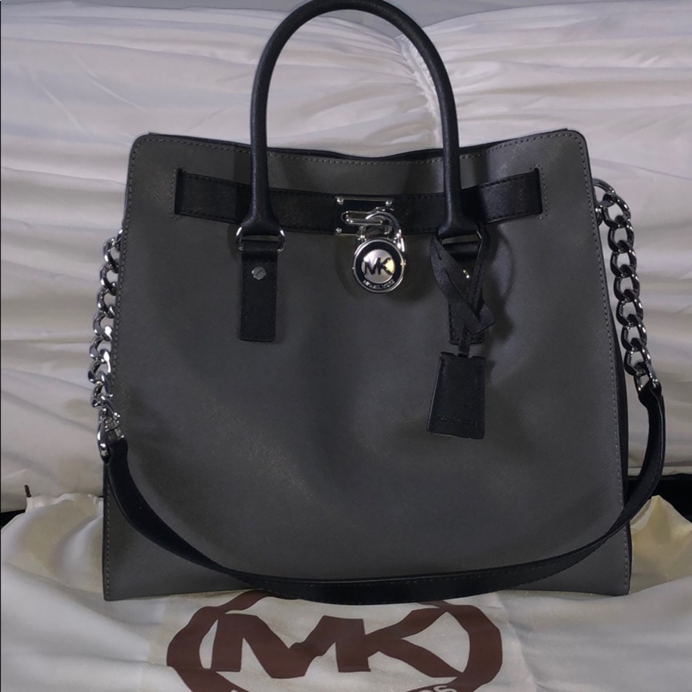 Michael Kors grey and black tote bag